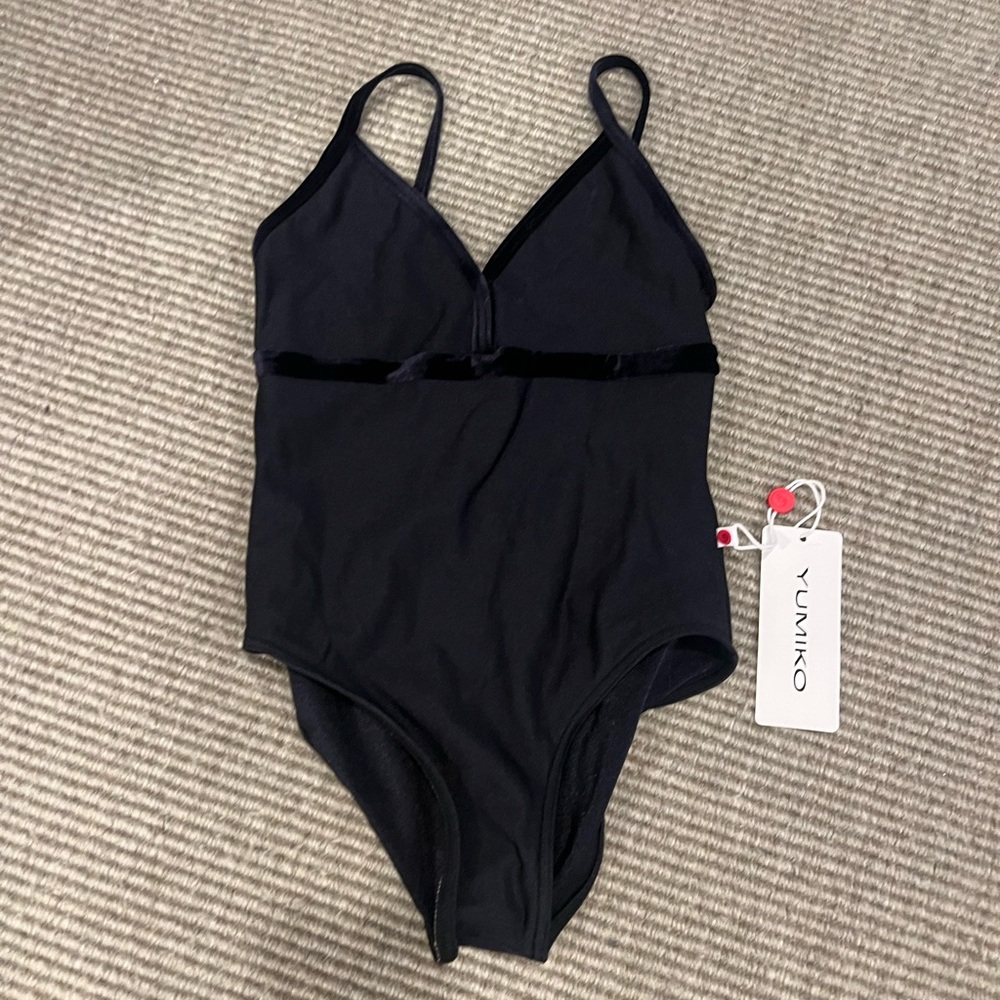 Yumiko Zoe Leotard with velvet trim. Size XS